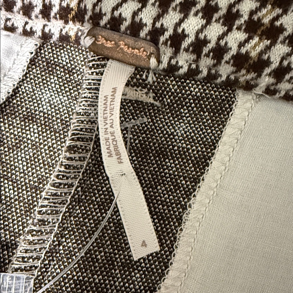 Free People NWT Molly Houndstooth plaid trousers pants size 4 - Picture 6 of 9